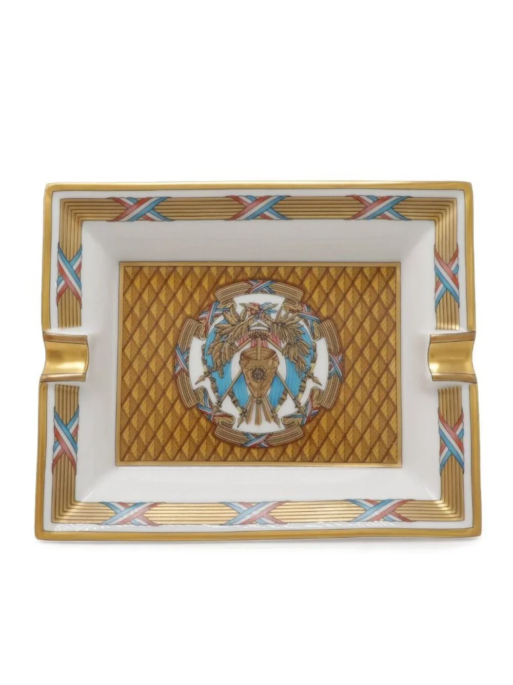 Hermes Ashtray Tray Case Ceramic White Master de Gold